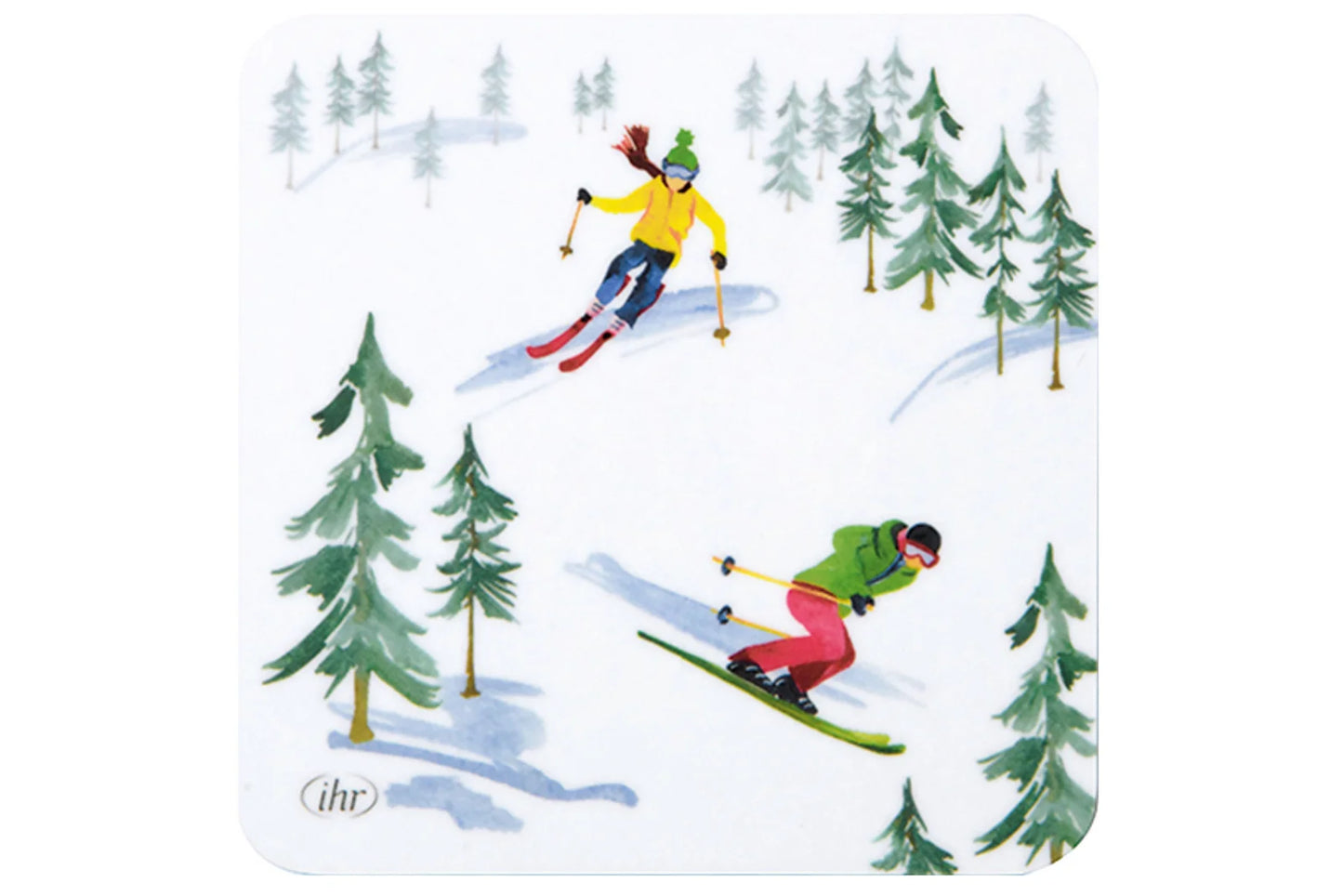 Glassbrikke 9,5 x 9,5 cm Coaster Down The Slope IHR