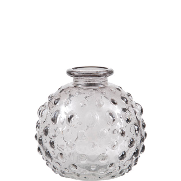 Glass flaske vase mini round grey Miljøgården