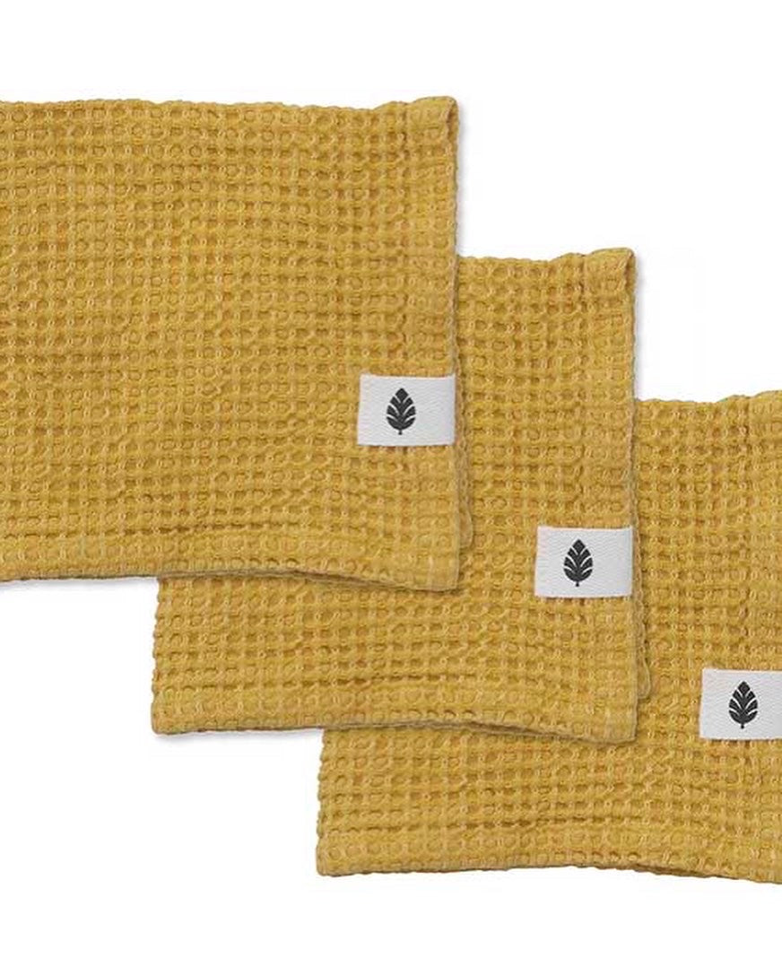 Vaffelmønster kluter 3 pk oker Bungalow