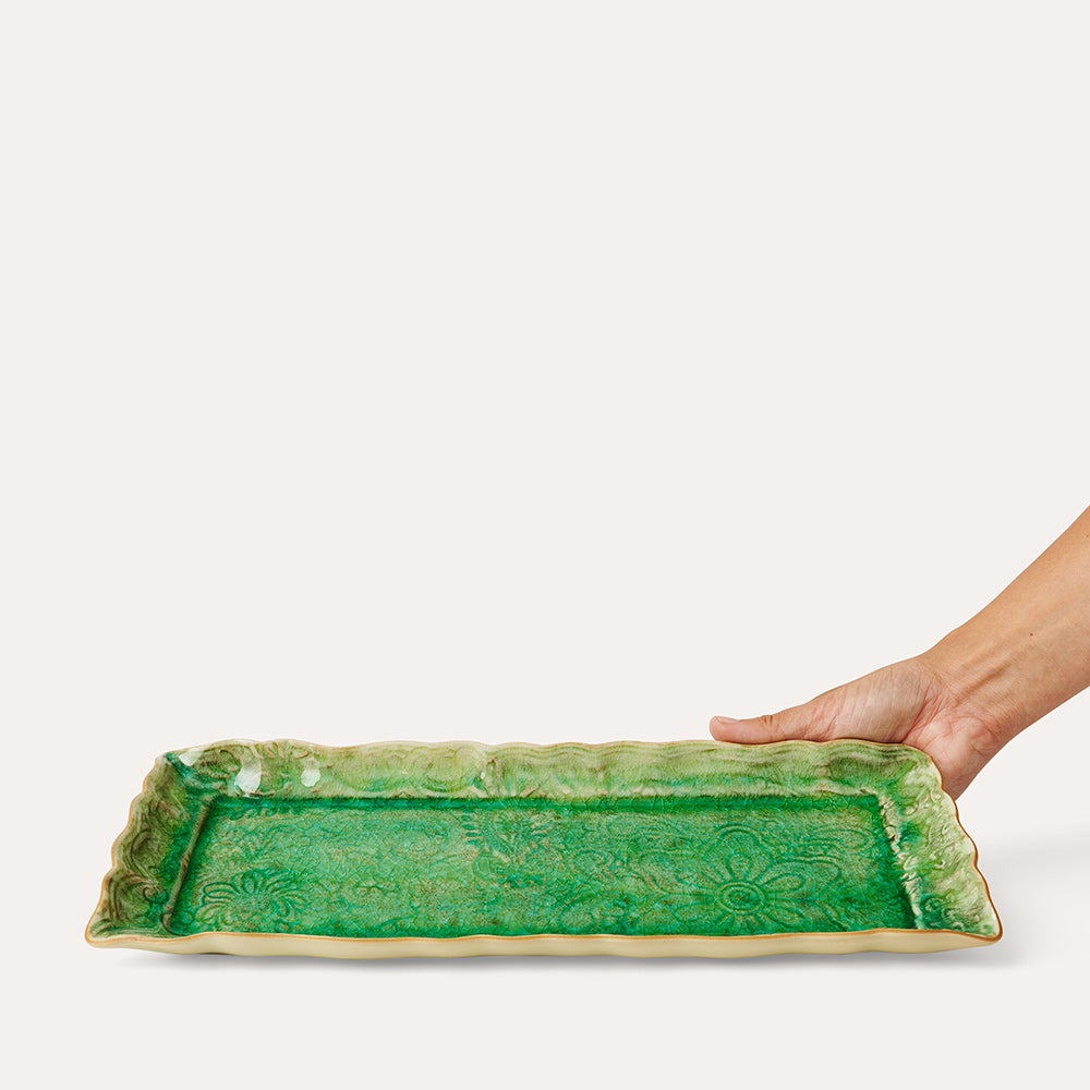 Fat rektangel Tray dish seaweed Sthål