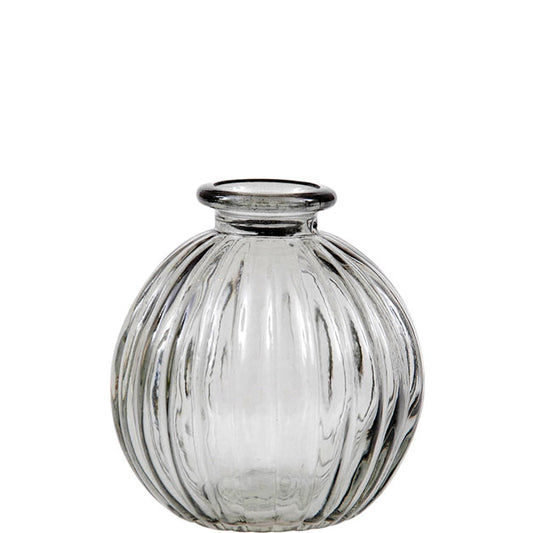 Glass flaske vase mini  round grey Miljøgården