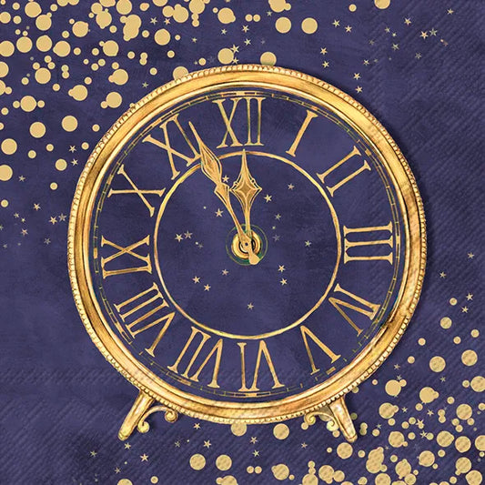 Serviett kaffe Golden Clock Dark Blue IHR