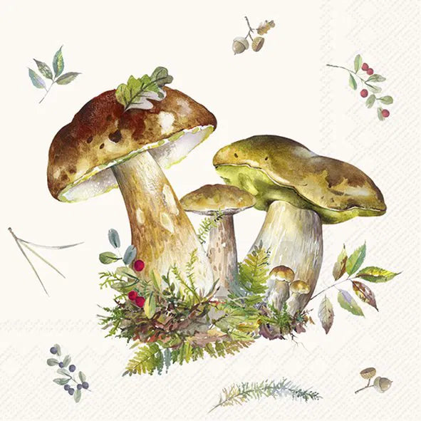 Serviett kaffe sopp Mushroom Collection cream IHR