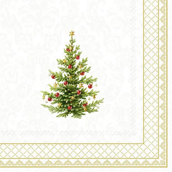 Serviett lunsj Classic Christmas Tree Gold IHR