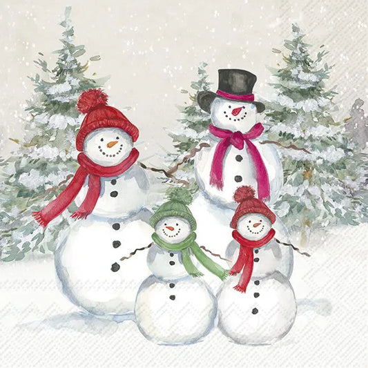 Serviett lunsj Snowmen Family IHR