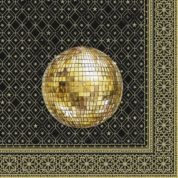 Serviett lunsj Golden Disco Ball Black Gold IHR