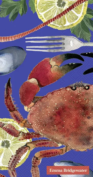 Serviett buffet krabbe Fish Supper Blue Buffet Emma Brigdewater IHR