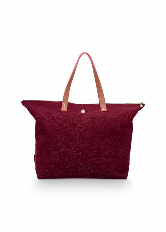 Tote bag velvet quilted days red stor veske PIP STUDIO