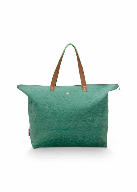 Tote bag velvet quilted days green stor veske PIP STUDIO