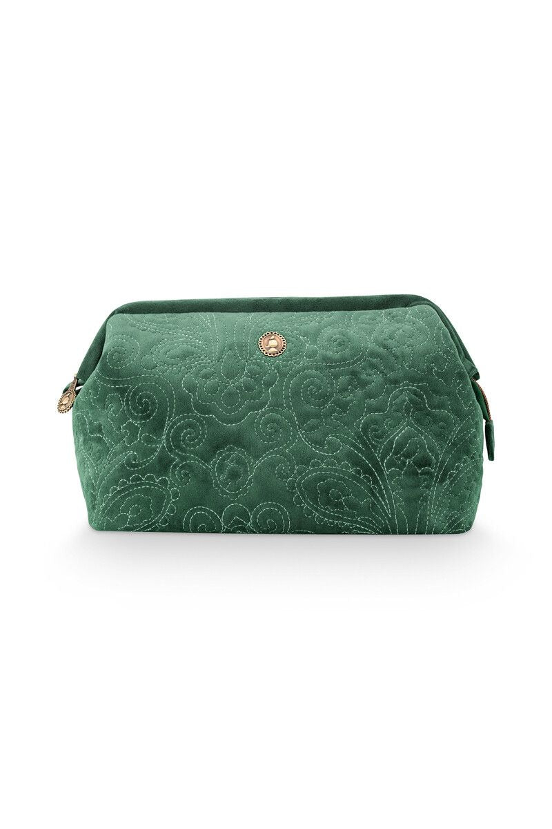 Toalettmappe stor Velvet Quilted Green PIP Studio