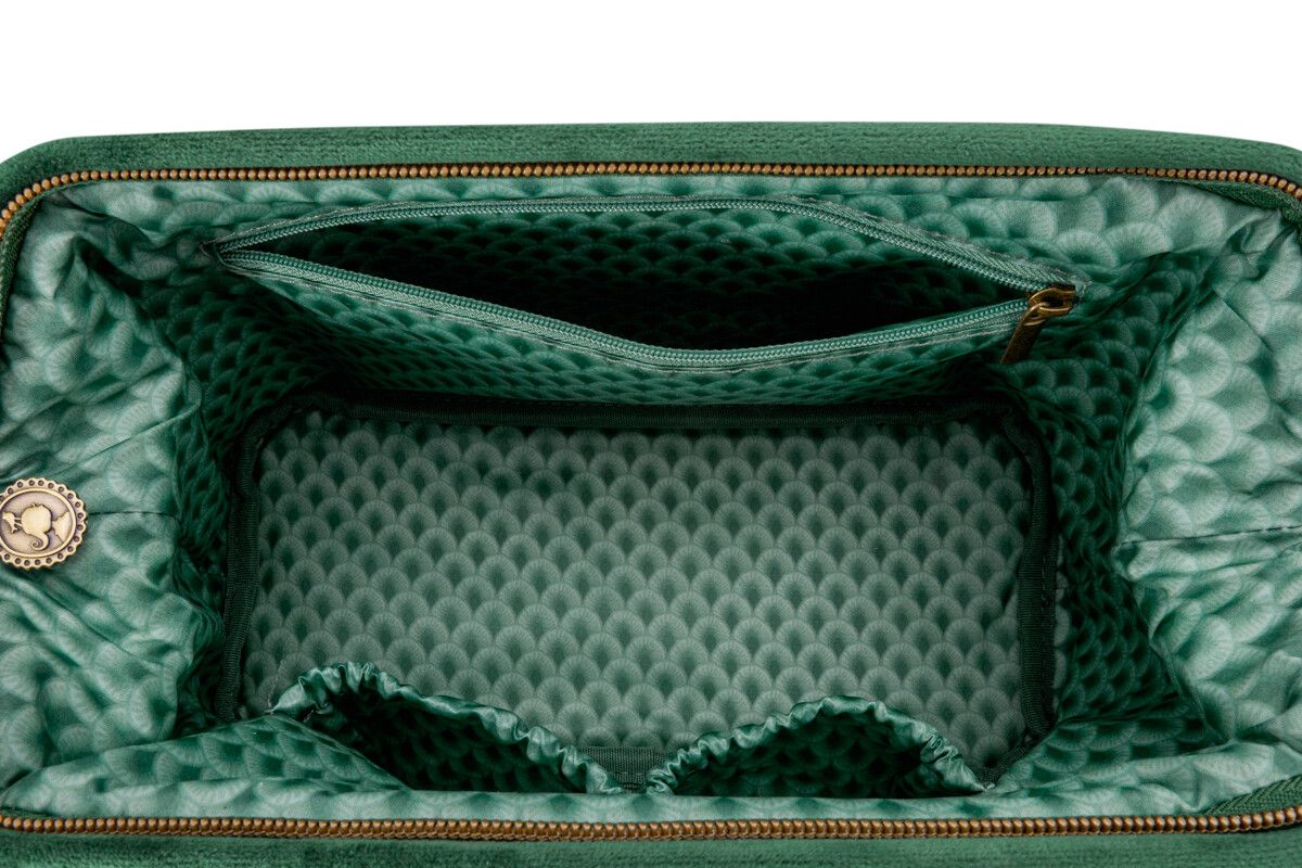 Toalettmappe stor Velvet Quilted Green PIP Studio