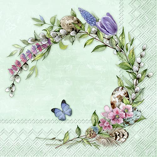 Serviett lunsj Floris Wreath mint IHR