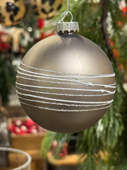 Julekule antikk grå beige med striper The Moshi