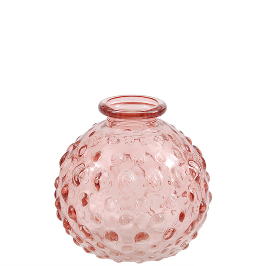 Glass flaske vase mini  round pink Miljøgården