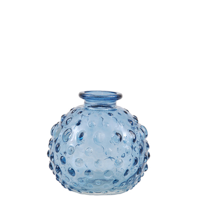 Glass flaske vase mini  round blue Miljøgården