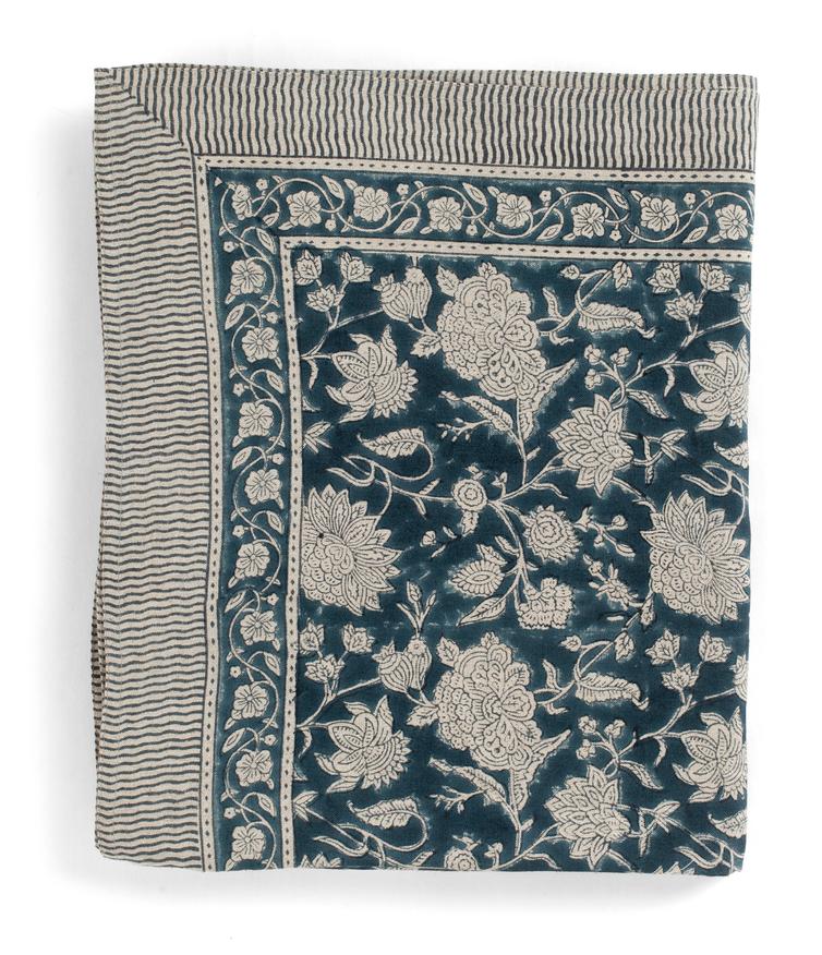 Duk lin Indian Rose - Denim Blue - 145x350cm Chamois