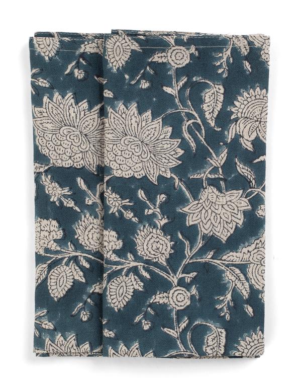 Duk lin Indian Rose - Denim Blue - 170x270cm Chamois