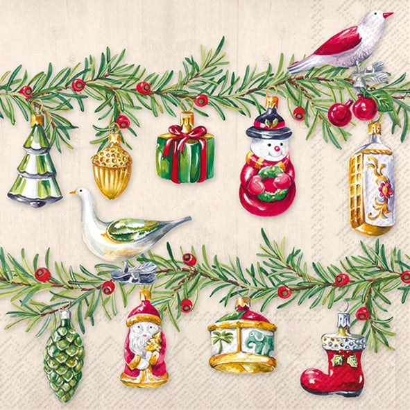 Serviett lunsj Christmas Garland Cream IHR