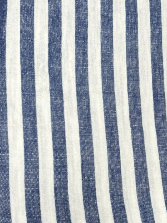 Misty Duk lin stripet blå hvit 3,8 m Lovely Linen