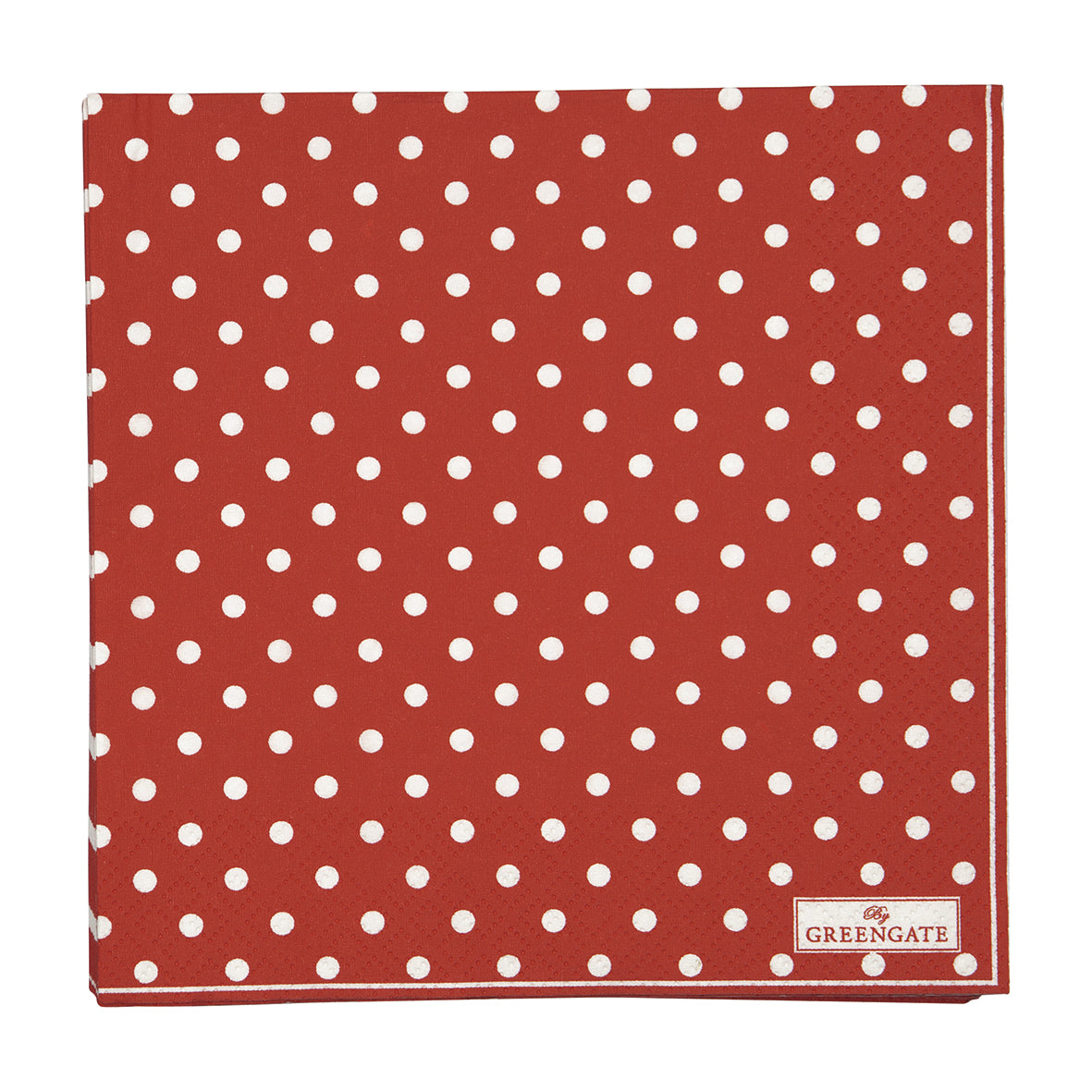 Serviett lunsj dots spot red Greengate