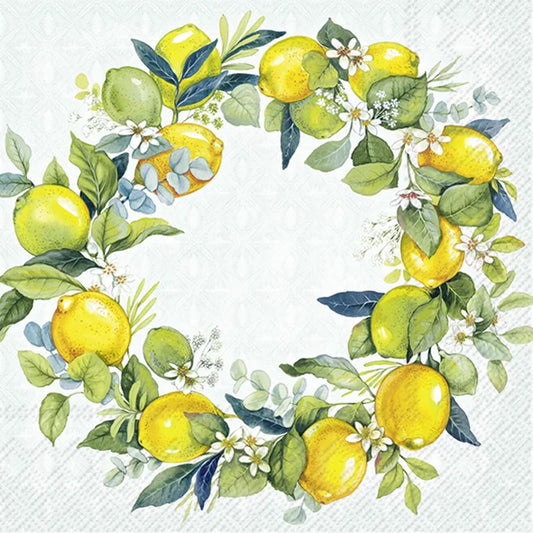 Serviett lunsj sitroner Lemon Wreath Mint  IHR