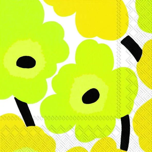 Serviett lunsj Marimekko Unikko gul lime IHR