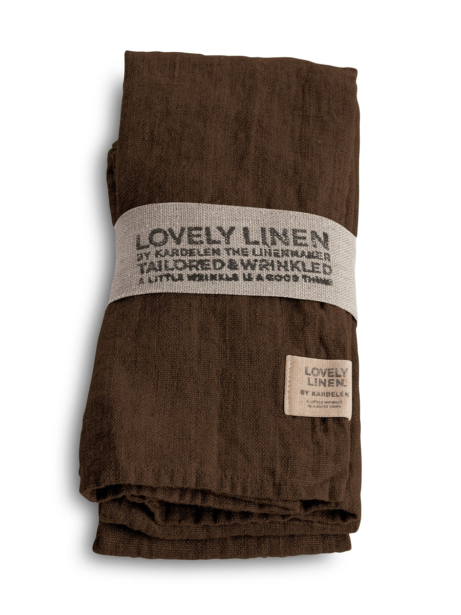 Duk lin mørk brun sjokolade 145x380 Lovely linen