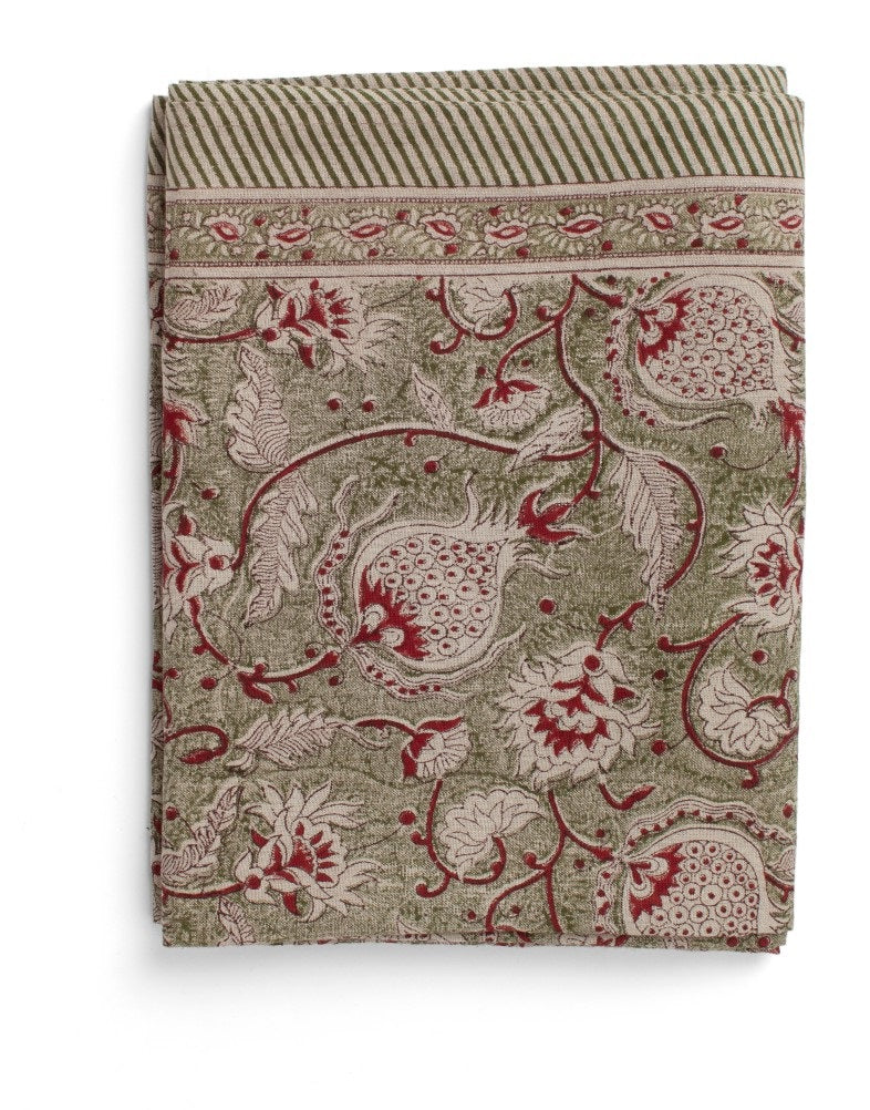 Duk lin pomegranate grønn 1 igjen 150 x 230 Chamois