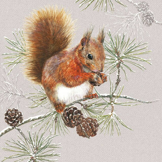 Serviett lunsj Squirrel in winter Ambiente