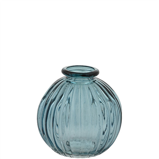 Glass flaske vase mini  round blue Miljøgården