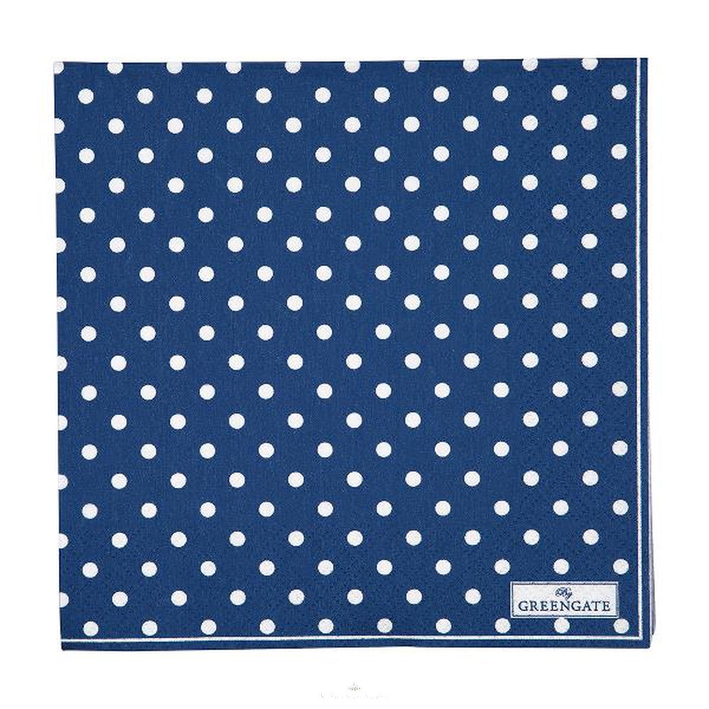 Serviett lunsj dots spot blue Greengate