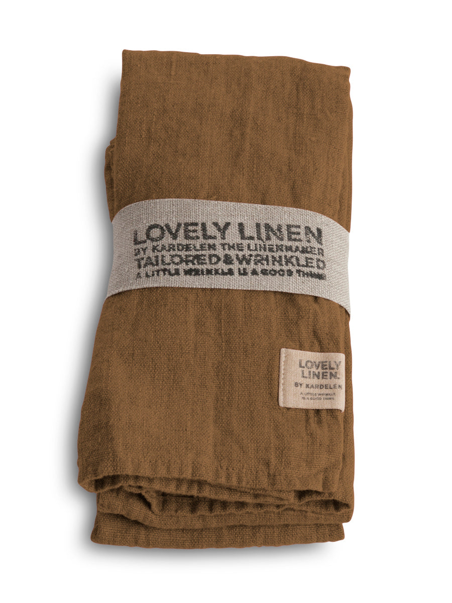 Duk lin mørk brun sjokolade 145x380 Lovely linen