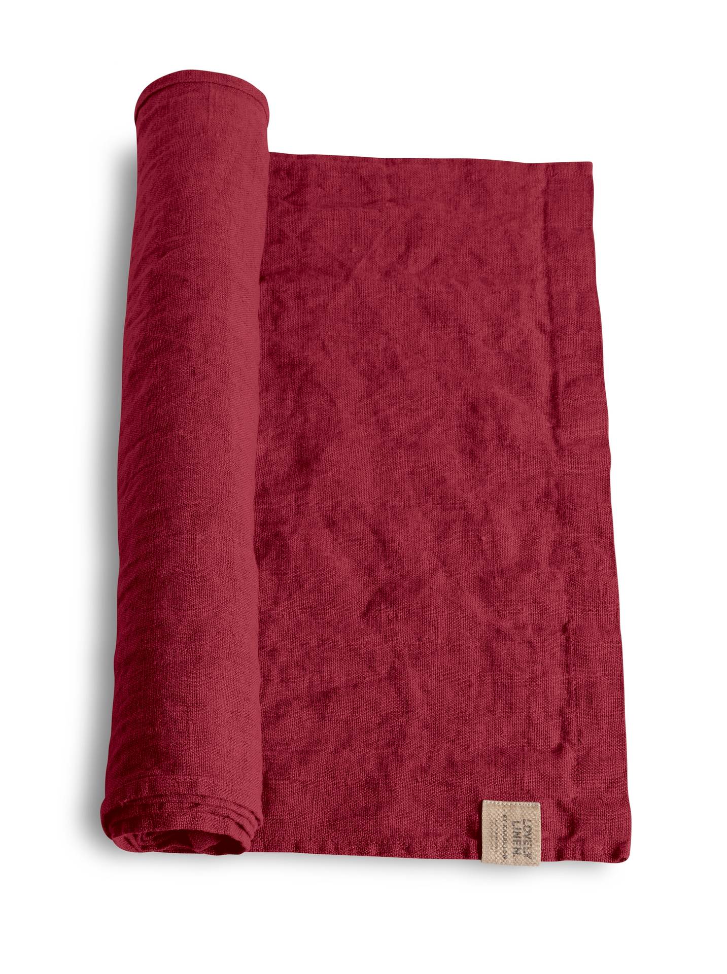 Løper lin bordeaux vinrød 47x150 1 igjen Lovely linen