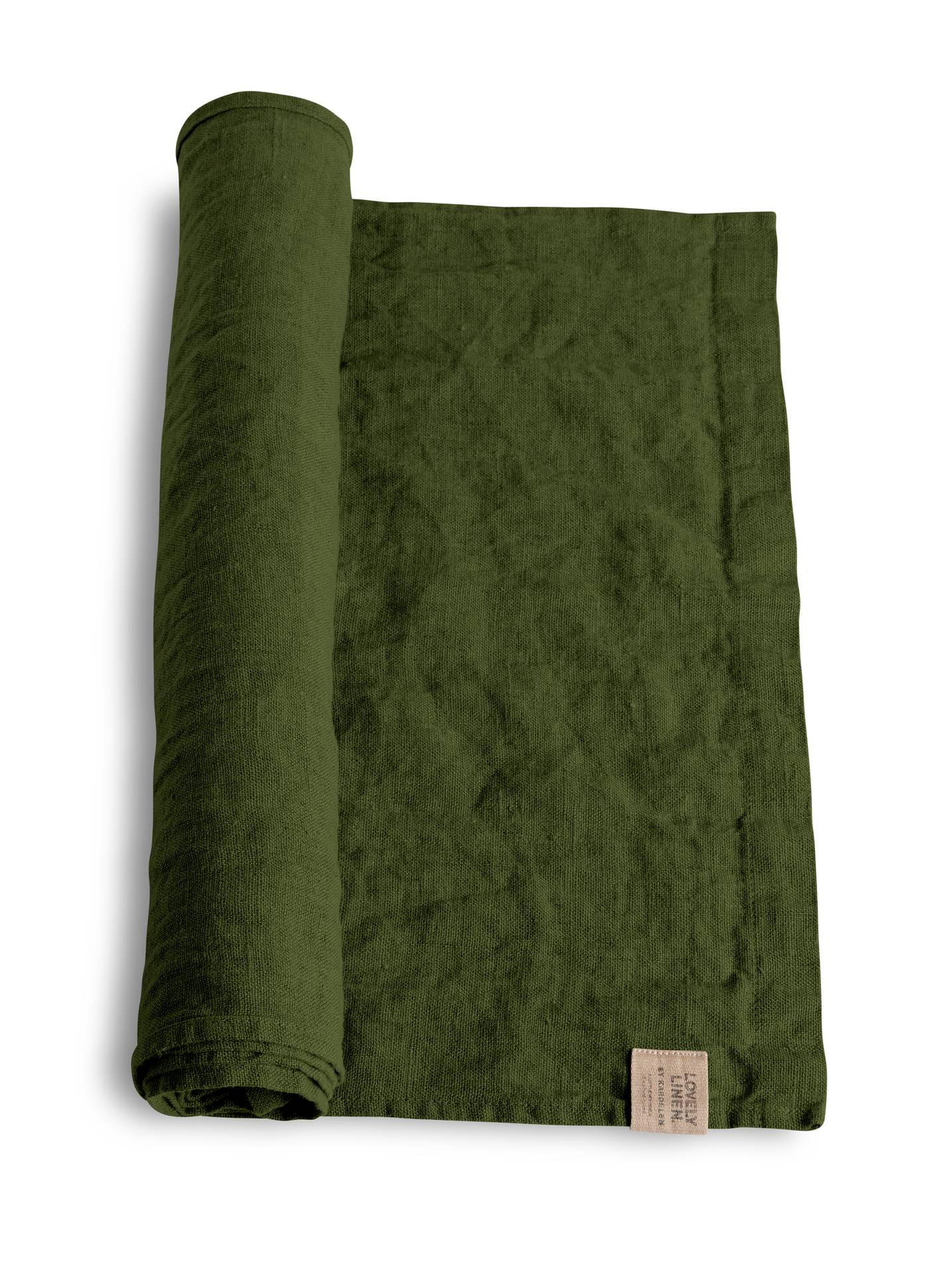 Løper lin mosegrønn jeep green 47x150 Lovely linen