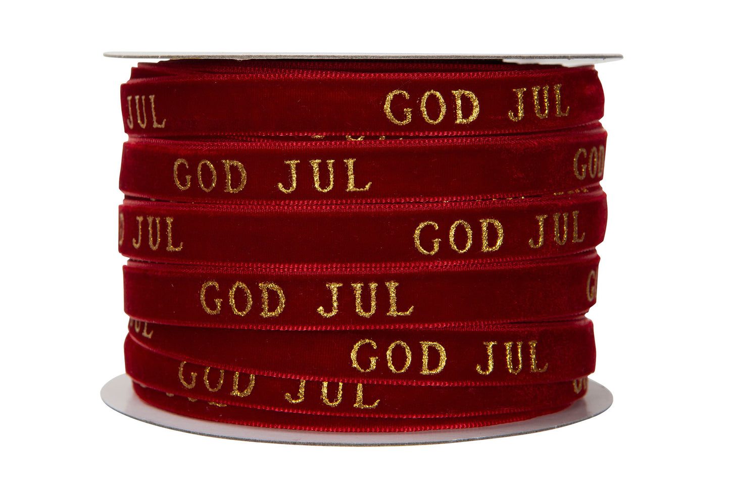 Bånd fløyel julerød med God jul Alot design