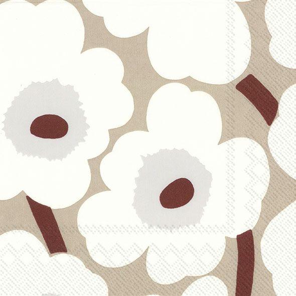 Serviett lunsj Marimekko Unikko  white linen IHR