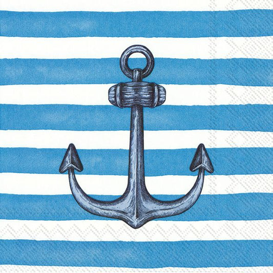 Serviett lunsj anker marine mellom blå Sailors anchor light blue IHR