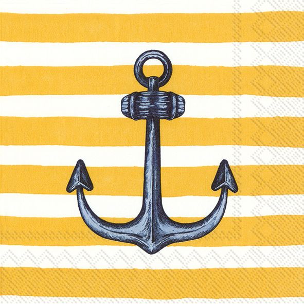 Serviett lunsj anker marine gul Sailors anchor yellow IHR