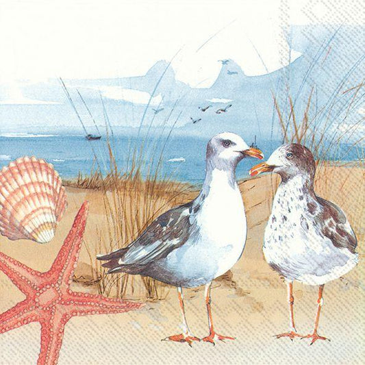 Serviett kaffe Seagulls at the beach IHR