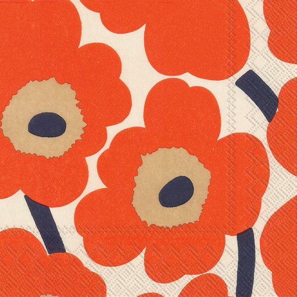 Serviett lunsj Marimekko Unikko  oransje IHR