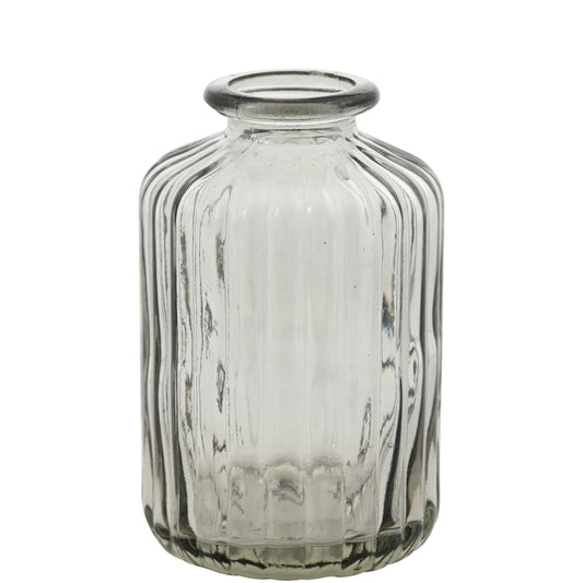 Glass flaske vase mini  rett grå Miljøgården