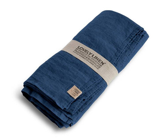 Duk lin blå jeans blå 145x250 Lovely linen