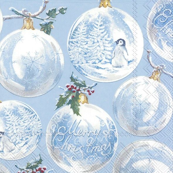 Serviett lunsj winter baubles light blue IHR